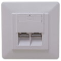 XtendLan Zásuvka 2x RJ-45, Cat6, stíněná, pod omítku, při užití krabičky i na zeď, šikmý vývod