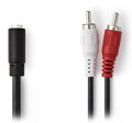 NEDIS stereofonní audio kabel/ 2x RCA zástrčka - 3,5mm zásuvka/ černý/ 20cm