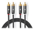 NEDIS PROFIGOLD stereo audio kabel/ 2x RCA zástrčka - 2x RCA zástrčka/ bvlna/ šedý/ BOX/ 2m