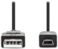 NEDIS kabel USB 2.0/ zástrčka USB-A - zástrčka USB Mini-B/ černý/ 1m
