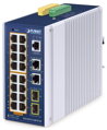Planet IGS-4215-16P2T2S průmyslový L2 switch, 18x1Gb,2x1Gb SFP,16x PoE 802.3at 240W,-40~75°C, dual 48-54VDC,IP30,fanless