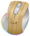 GENIUS Ergo 9000S Pine Wood/ duální Bluetooth + 2,4GHz/ 2400 dpi/ bezdrátová/ 6tlačítková/ dobíjecí/ RGB/ barva borovice