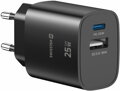 Swissten Síťový Adaptér Edge GaN 1x USB-C PD 25W + 1x USB-A 18W QC Černý