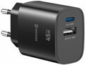 Swissten Síťový Adaptér Edge GaN 1x USB-C PD 45W + 1x USB-A 18W QC Černý