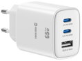 Swissten Síťový Adaptér Edge GaN 2x USB-C PD 65W + 1x USB-A 18W QC Bílý