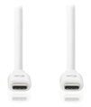 NEDIS kabel USB 3.2 Gen 1/ zástrčka USB-C - zástrčka USB-C/ 60 W/ 4K@60Hz/ 5 Gbps/ poniklovaný/ bílý/ box/ 3m
