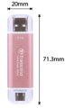 Transcend ESD310P 1TB, External SSD, USB 10Gbps, Type C/A
