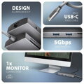 AXAGON HMC-8HLSA, USB 5Gbps hub, 3x USB-A, HDMI 4k/60Hz, RJ-45 GLAN, SD/microSD, audio, PD 100W, kabel USB-C 20cm