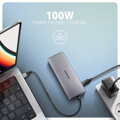 AXAGON HMC-6G2L, USB 10Gb/s hub, 2x USB-A, 1x USB-C, HDMI 4k/60, RJ-45, PD 100W, kabel USB-C 15cm