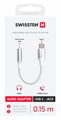 SWISSTEN AUDIO ADAPTÉR TEXTILE USB-C (samec) / 3,5mm AUX 0,15 M BÍLÝ (nahrazuje 73501302)