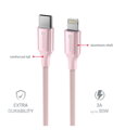 SWISSTEN DATOVÝ KABEL TEXTILE II USB-C / LIGHTNING 1,5 M RŮŽOVÝ