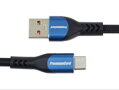 PremiumCord Super fast charging 5A kabel USB-C - USB 2.0 A  bavlněný oplet 0,5m