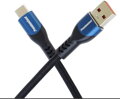 PremiumCord Super fast charging 5A kabel USB-C - USB 2.0 A  bavlněný oplet 0,5m