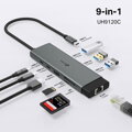 TP-Link UH9120C Hub USB typu C 9v1, HDMI 4K při 60 Hz, SD, microSD UHS-I, 100W Power Delivery, 1× USB-C, 3× USB-A, RJ-45