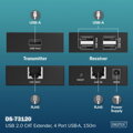DIGITUS USB 2.0 CAT extender, 4 porty USB-A, 150m