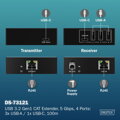 DIGITUS USB 3.2 Gen1 CAT Extender, 5 Gbps, 4 porty: 3x USB-A / 1x USB-C, 100m
