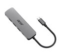 Acer 5IN1 Type- C dongle, 1x HDMI (až 3840x2160@60hz), 3x USB 3.0 5Gbps ports, 1x Type-C up to 100W PD port (host)