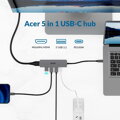 vzorek Acer 5IN1 Type- C dongle, 1x HDMI (až 3840x2160@60hz), 3x USB 3.0 5Gbps ports, 1x Type-C up to 100W PD port (host)