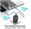 Acer 100W GaN charger - Black; 3 nabíjecí porty: 2x USB-C + 1x USB-A; rychlé nabíjení (PD3.0, PPS, Quick Charge) EU+UK;obal,černý