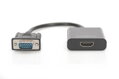 DIGITUS Převodník VGA na HDMI + zvuk (3,5 mm) Full HD (1080p), kabelový typ (15 cm), černý