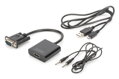 DIGITUS Převodník VGA na HDMI + zvuk (3,5 mm) Full HD (1080p), kabelový typ (15 cm), černý