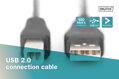 Digitus USB kabel A/samec na B/samec, 2x stíněný, černý, 1m