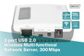 DIGITUS 2portový bezdrátový multifunkční síťový a tiskový server USB 2.0, 300 Mb / s