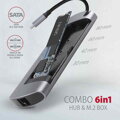 AXAGON HMC-6M2, USB 3.2 Gen 1 hub, porty 2x USB-A, HDMI, RJ-45 GLAN, SATA M.2 slot, PD 100W, kabel USB-C 18cm