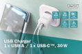 DIGITUS Nabíječka Dual Port USB 1x USB-A / 1x USB-C 30W, 1x 2,4A, 1x 3A, QC3.0