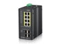 Zyxel RGS200-12P, 12-port Gigabit WebManaged switch: 8x GbE + 4x SFP, PoE (802.3at, 30W), Power budget 240W, DIN rail/Wa