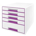 LEITZ Zásuvkový box  WOW CUBE, 5 zásuvek, bílá/purpurová