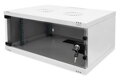 DIGITUS DN-38010 Nástěnná skříň 4U, SOHO, nemontovaná 241x540x400 mm, celoskleněné přední dveře, šedá (RAL 7035)