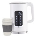 PLATINET RYCHLOVARNÁ KONVICE LCD 1,7L 5 TEPLOT + 450 ML CESTOVNÍ HRNEK, BÍLÁ