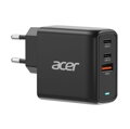 ACER 67W PD GaN charger - black; 2×USB-C +1×USB-A, černá - Nabíječka s Power Delivery a GaN = nitrid galia