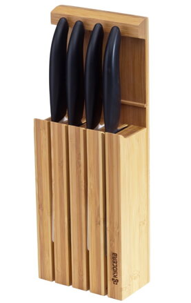 KYOCERA stojan na 4 keramické nože- vyrobeno z bambusu (pro max. délku čepele 20 cm)