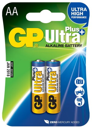 GP alkalická baterie 1,5V AA (LR6) Ultra Plus 2ks blistr