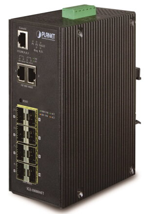 PLANET IGS-10080MFT Priemyselný Switch 8x 100/1000 SFP + 2x 10/100/1000, Management, -40 + 75 ° C