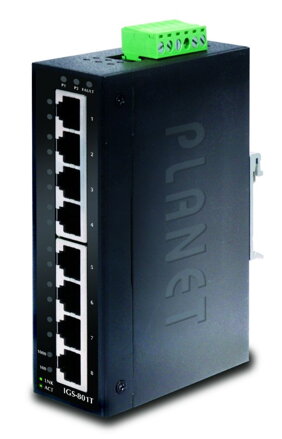 PLANET IGS-801T Priemyselný Switch 8x 10/100/1000, -40 + 75 ° C