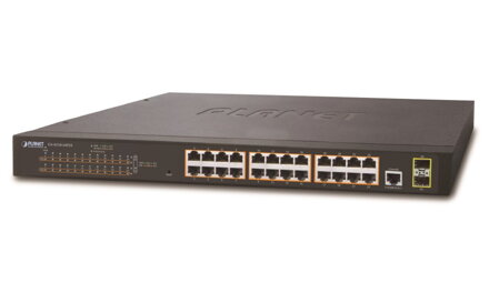PLANET GS-4210-24P2S PoE switch L2 / L4, 24x 1000Base-T, 2x SFP, Web / SNMPv3, VLAN, ext 10Mb / s, 802.3at-300W