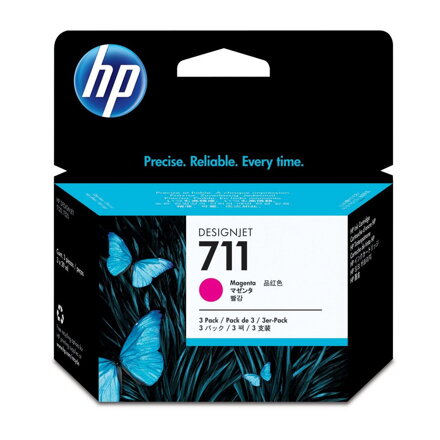 HP inkoustová kazeta 711 purpurová CZ135A originál 3-pack