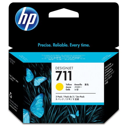 HP inkoustová kazeta 711 žlutá CZ136A originál 3-pack
