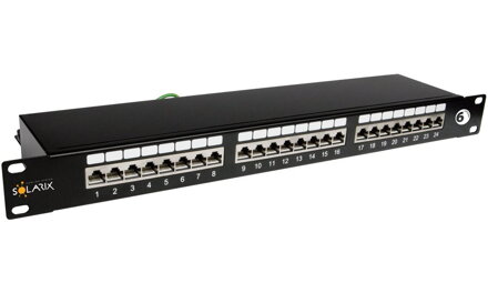 Solarix Patch panel 24 x RJ45 CAT6 STP čierny 1U