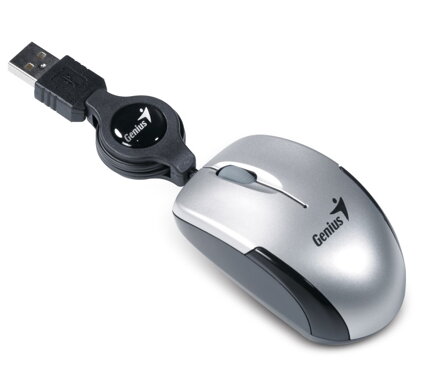 GENIUS Micro Traveler V2/ drôtová/ 1200 dpi/ USB/ strieborná