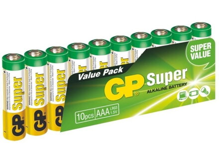 GP alkalická baterie 1,5V AAA (LR03) Super 10ks fólie