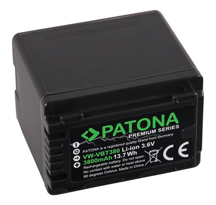 PATONA baterie pro digitální kameru Panasonic VW-VBT380 3800mAh Li-Ion Premium