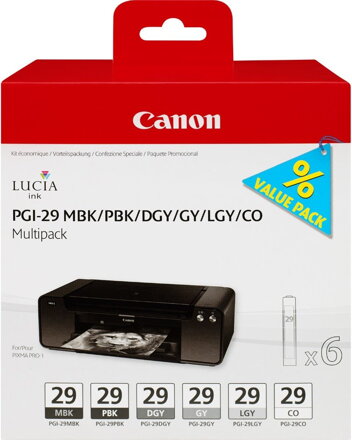 Canon multipack inkoustových náplní PGI-29 MBK/ PBK/ DGY/ GY/ LGY/ CO