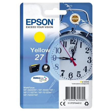 Epson inkoustová náplň/ T2704/ Singlepack 27 DURABrite Ultra Ink/ Žlutá