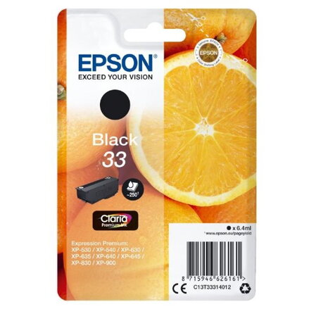 Epson inkoustová náplň/ T3331/ Singlepack 33 Claria Premium Ink/ Černá