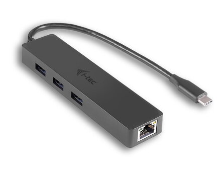 i-tec USB Slim HUB / 3 porty s Gigabyte Ethernet / na USB 3.1 Type C / kompatibilný s Thunderbolt 3 / čierny