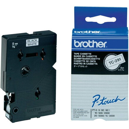 BROTHER laminovaná páska TC-291 / bílá-černá / 9mm